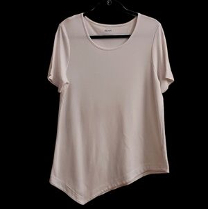 BLAIR White Short Sleeve Asymmetrical Tee Top